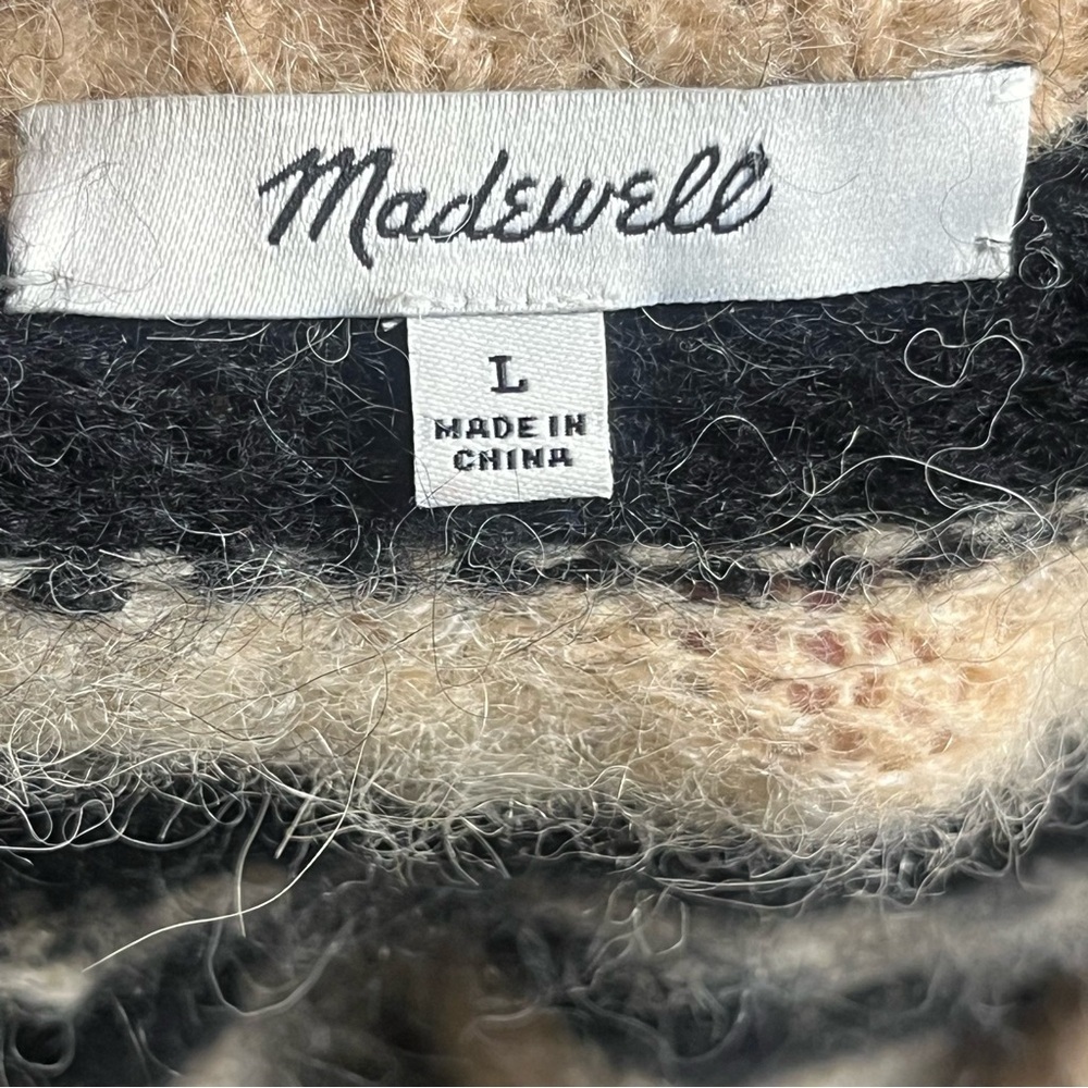 Madewell Shrunken Pullover Sweater in Tiger Zebra Stripe Wool Alpaca Blend — Lg - Picture 8 of 9